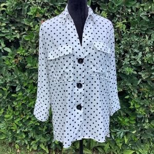 ZARA Polka Dot Button Down Tunic Top XS